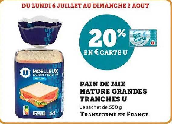 Pain de mie nature grandes tranches U