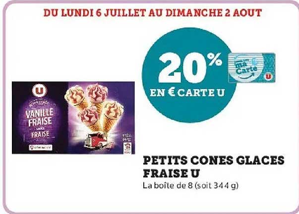 PETITS CONES GLACES FRAISE U