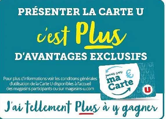 Présenter la carte U c'est Plus D'AVANTAGES EXCLUSIFS