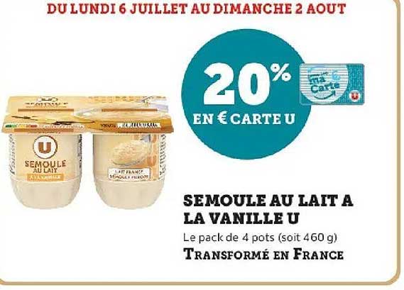 Semoule au lait a la vanille U
