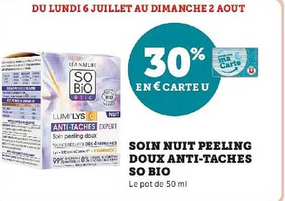 SO BIO SOIN NUIT PEELING DOUX ANTI-TACHES