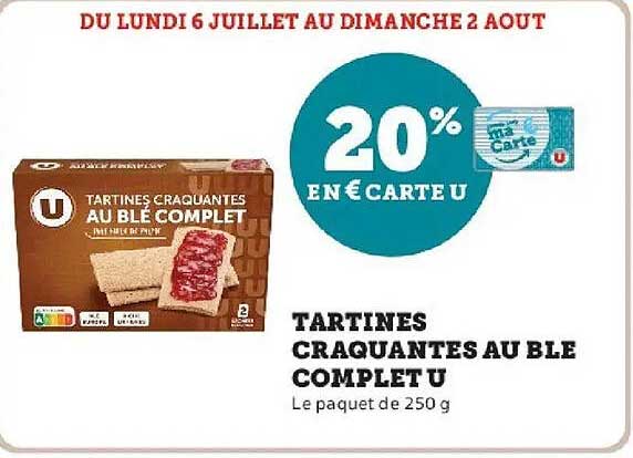 TARTINES CRAQUANTES AU BLE COMPLET U
