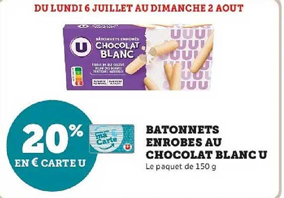 U Batonnets enrobes au chocolat blanc