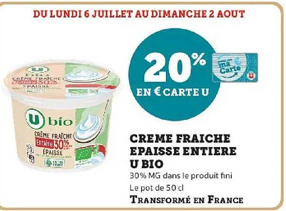 U bio Creme Fraiche Epaisse Entiere