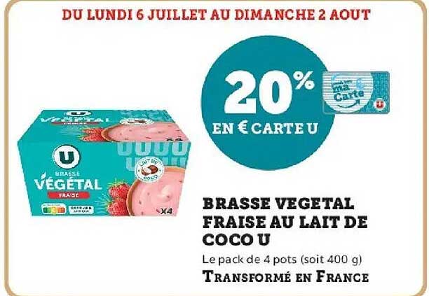 U Brasse Végétal Fraise au lait de coco