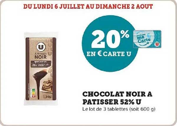 U Chocolat Noir à Pâtisser 52% U