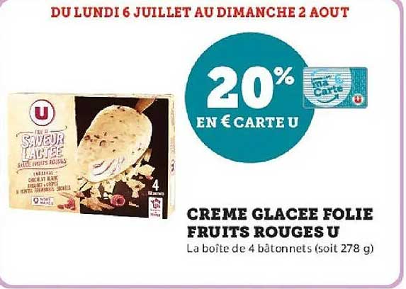 U CREME GLACEE FOLIE FRUITS ROUGES U