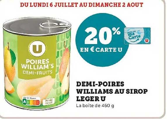 U DEMI-POIRES WILLIAMS AU SIROP LEGER U