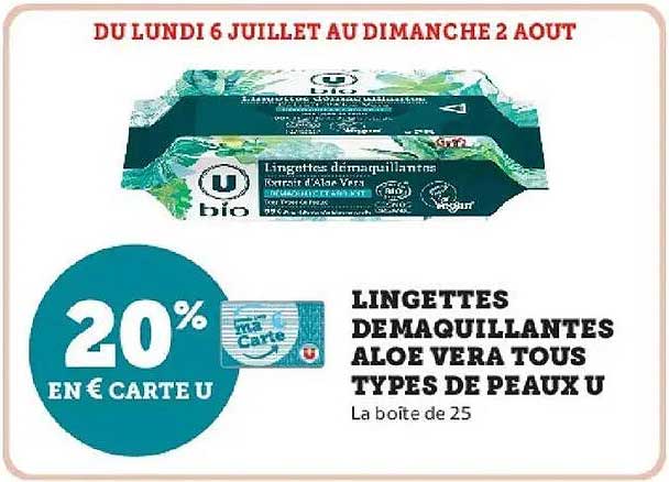 U Lingettes démaquillantes Aloe Vera