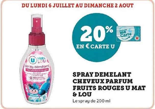 U Mat & Lou Spray démêlant cheveux parfum fruits rouges mat & lou