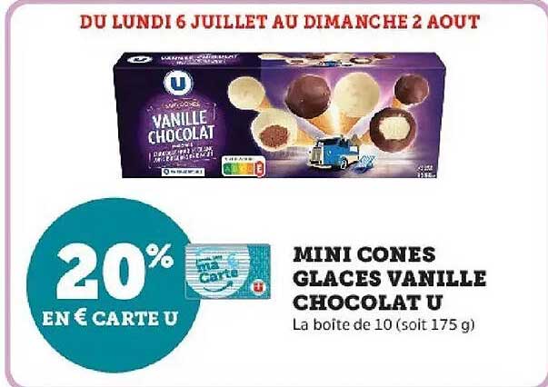 U MINI CONES GLACES VANILLE CHOCOLAT U