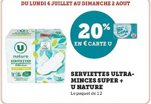 U nature SERVIETTES ULTRA-MINCES SUPER + U NATURE