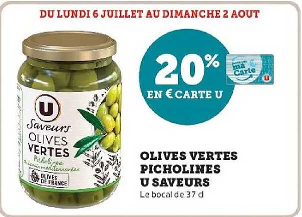 U Saveurs Olives Vertes Picholines