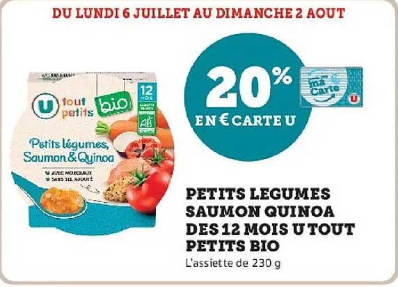 U tout petits bio Petits légumes Saumon Quinoa