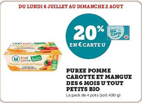 U tout petits bio Purée Pomme Carotte Mangue