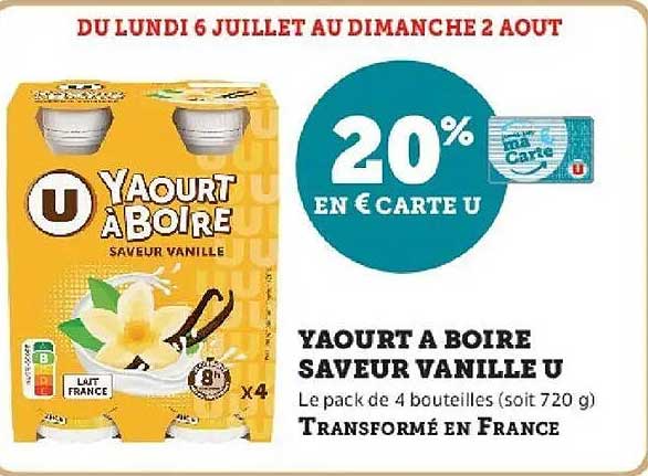U Yaourt à boire saveur vanille