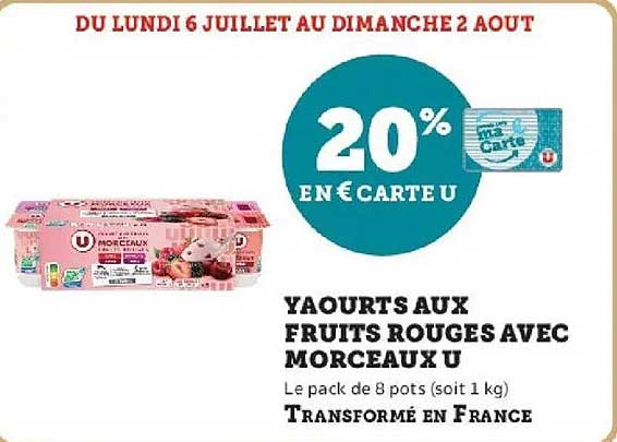 YAOURTS AUX FRUITS ROUGES AVEC MORCEAUX U