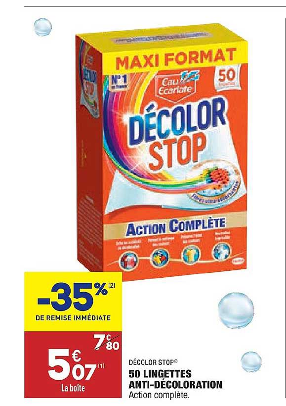 50 Lingettes Anti Décoloration Décolor Stop -35% De Remise Immédiate