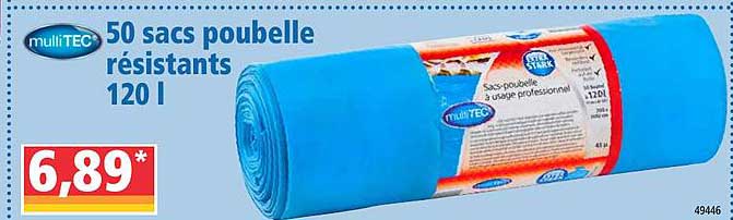 50 Sacs Poubelle Résistants 120 L Mullitec