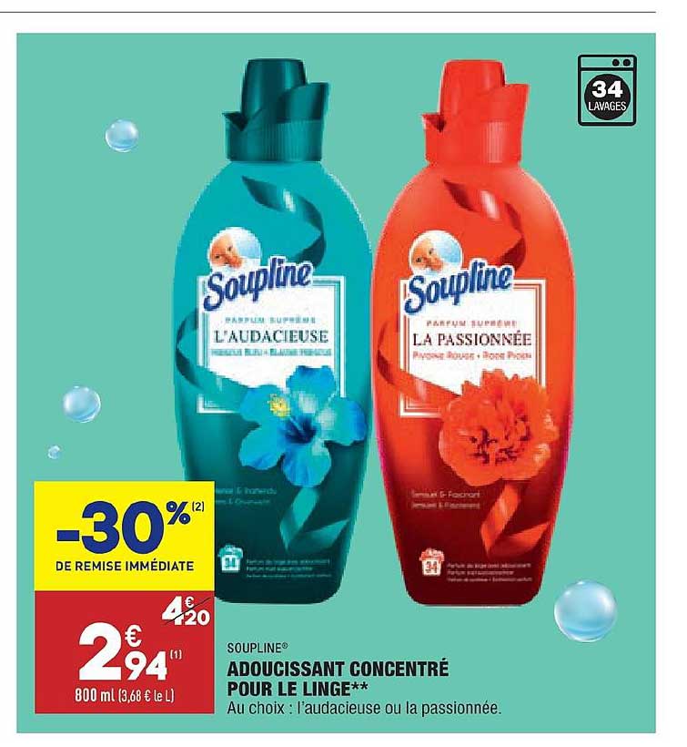 Adoucissant Concentré Pour Le Linge Soupline -30% De Remise Immédiate