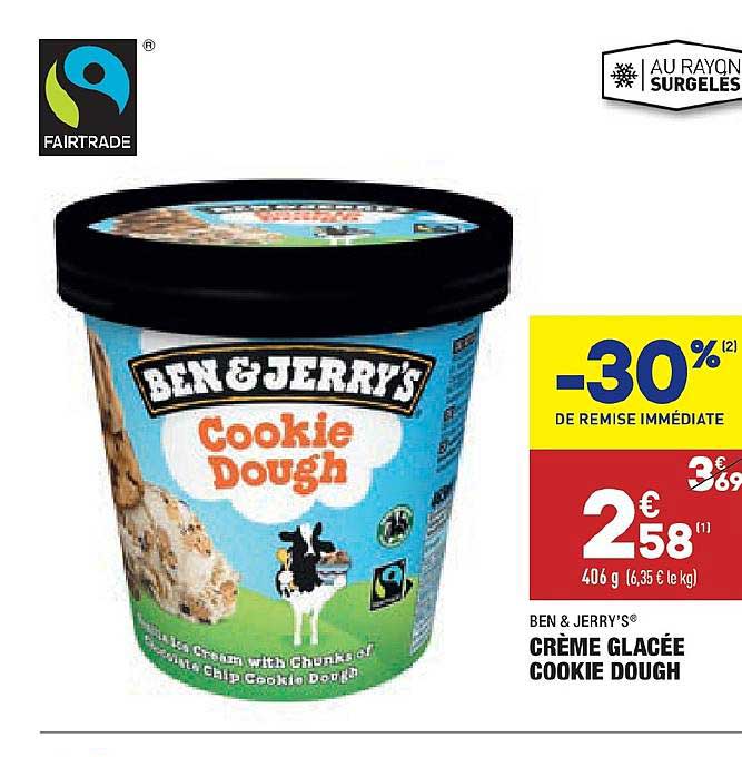 crème glacée cookie dough ben & jerry's -30% de remise immédiate