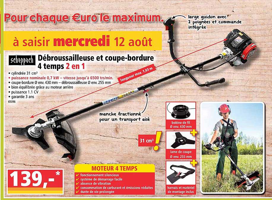 débrouissailleuse et coupe bordure scheppach