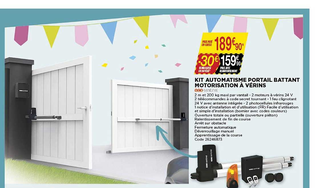 kit automatisme portail battant motorisation à vérins sentinel