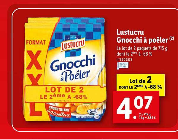 lustucru gnocchi à poêler le lot de 2 paquets dont le 2ème à -68%