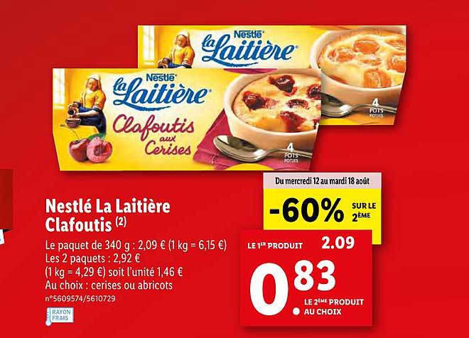 Nestlé La Laitère Clafoutis -60% Sur Le 2ème