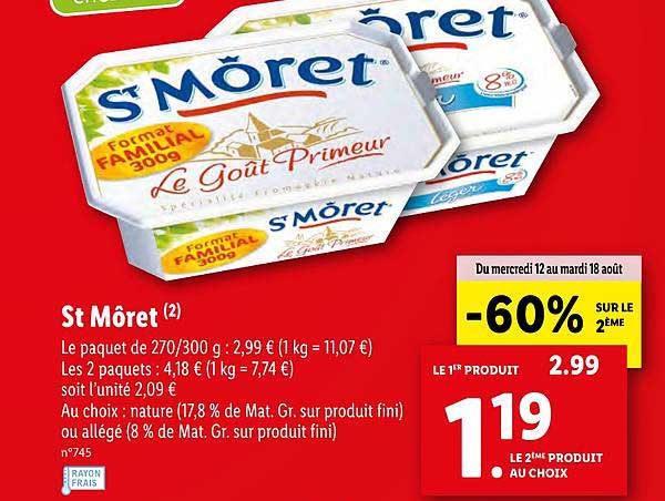 st môret -60% sur le 2ème