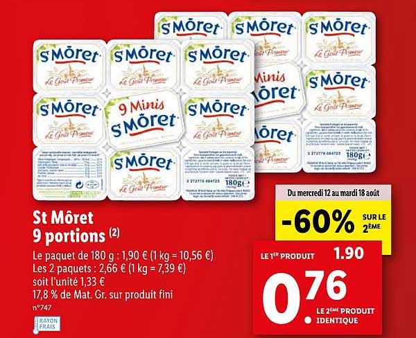 St Môret 9 Portions -60% Sur Le 2ème