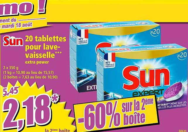 sun 20 tablettes pour lave vaisselle