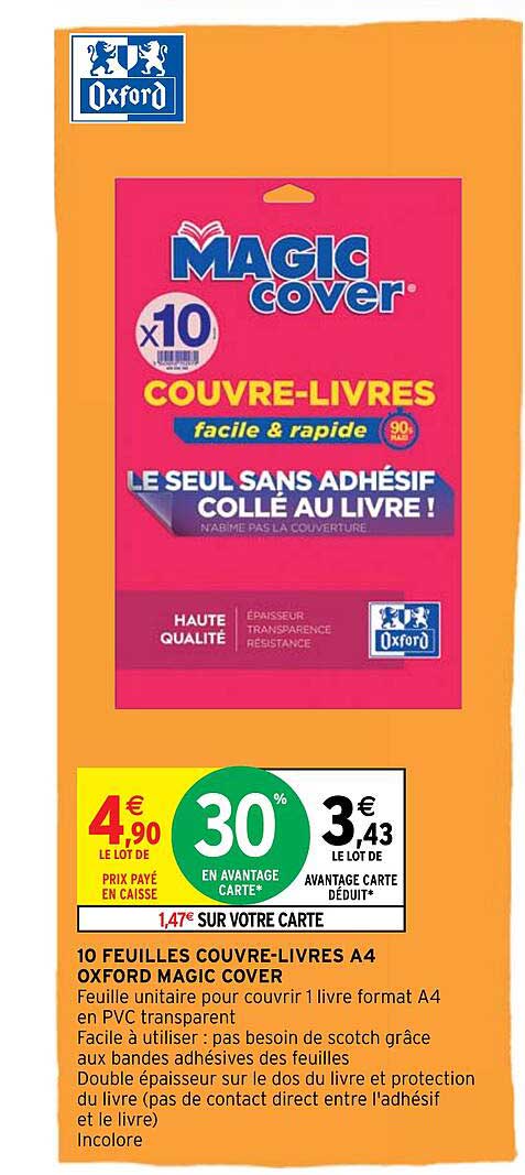 10 feuilles couvre-livres a4 oxford magic cover