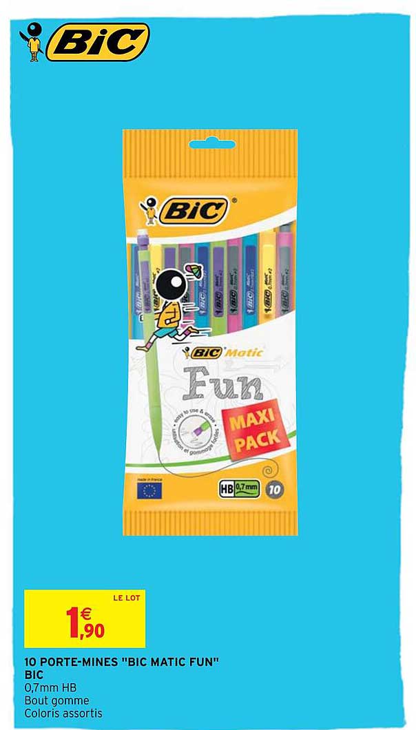 10 porte-mines "bic matic fun" bic