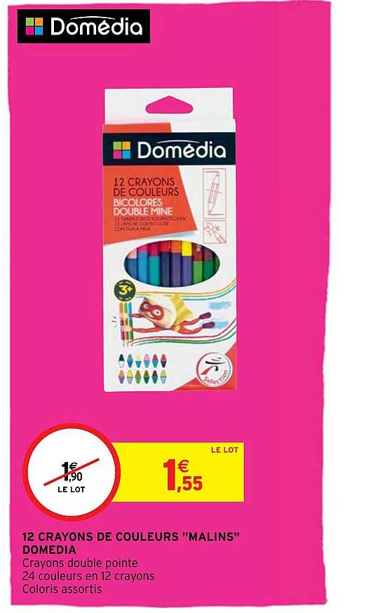 12 Crayons De Couleurs "malins" Domédia