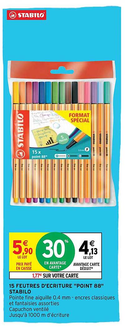 15 feutres d'écriture "point 88" stabilo