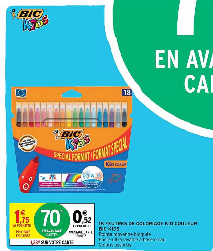18 feutres de coloriage kid couleur bic kids