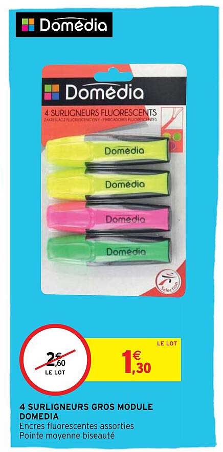 4 Surligneurs Gros Module Domédia