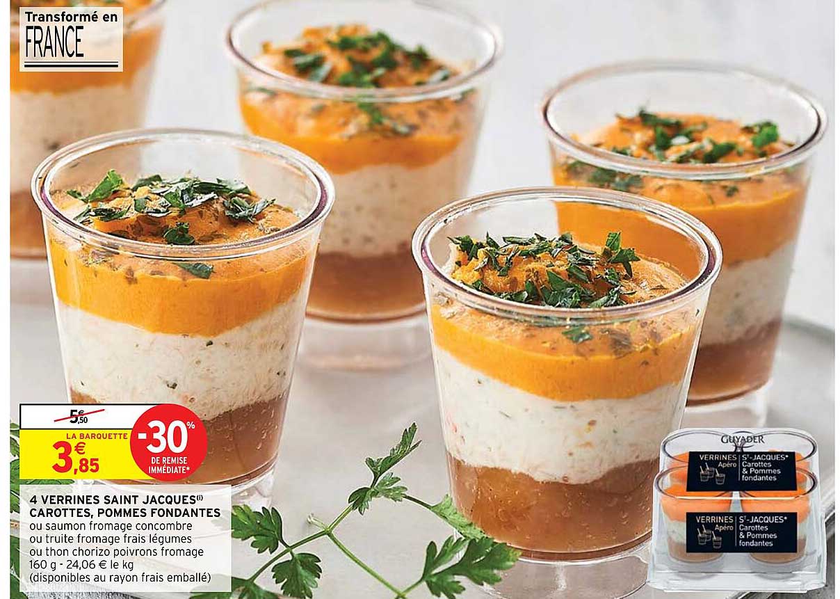 4 verrines saint jacques carottes, pommes fondantes