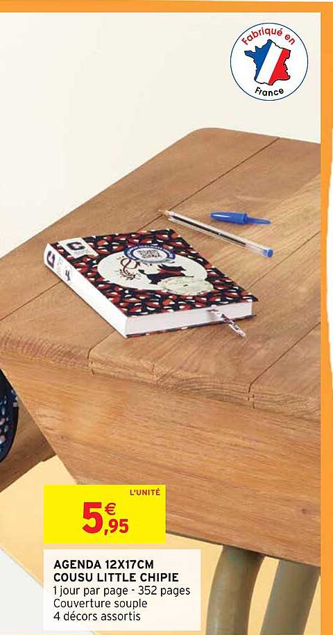 agenda 12 x 17 cm cousu little chipie