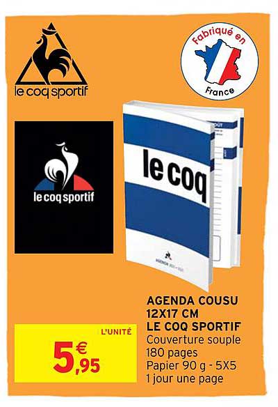 agenda cousu 12 x 17 cm le coq sportif
