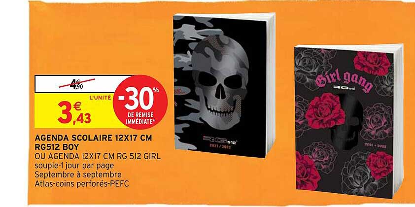 agenda scolaire 12 x 17 cm rg512 boy