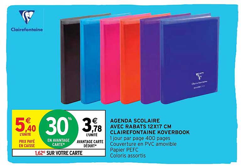 Agenda Scolaire Avec Rabats 12 X 17 Cm Clairfontaine Koverbook