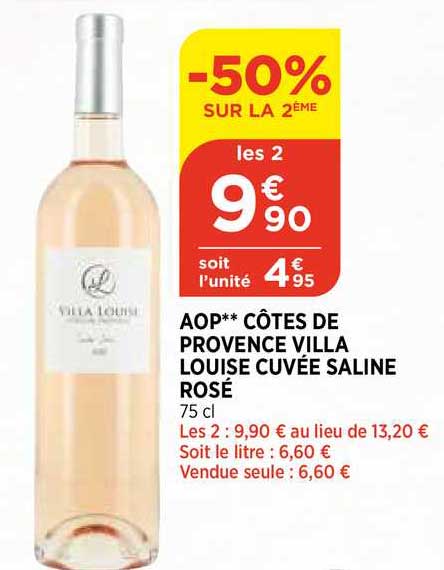 aop côtes de provence villa louise cuvée saline rosé