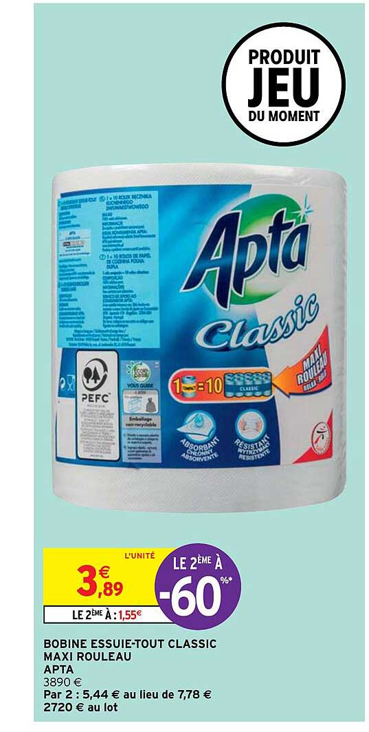 Bobine Essuie-tout Classic Maxi Rouleau Apta