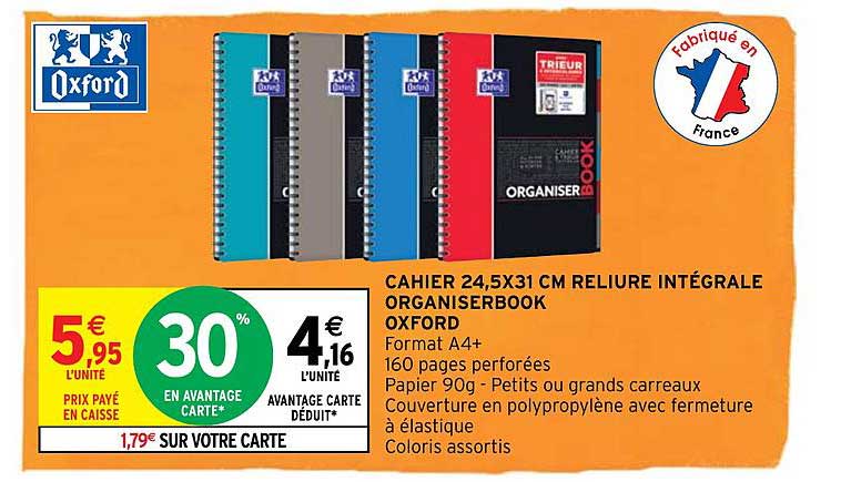 Cahier 24,5 X 31 Cm Reliure Intégrale Organiserbook Oxford