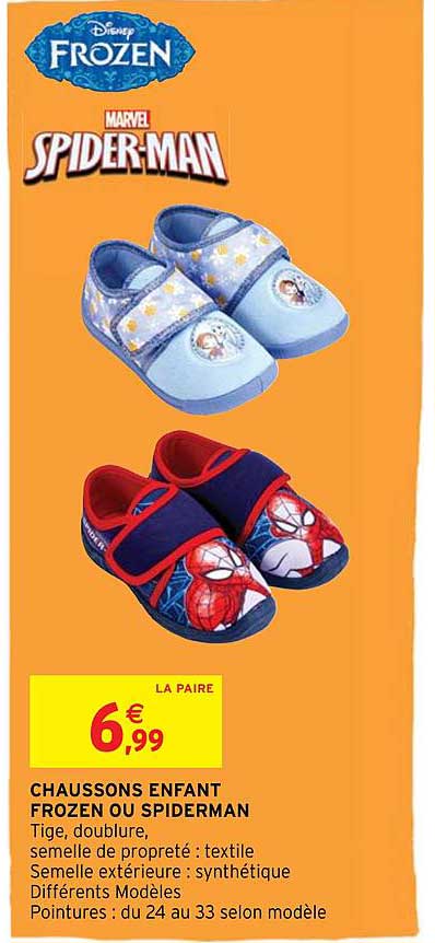 Chaussons Enfant Frozen Ou Spiderman
