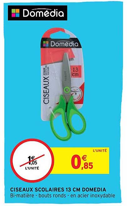 Ciseaux Scolaires 13 Cm Domédia