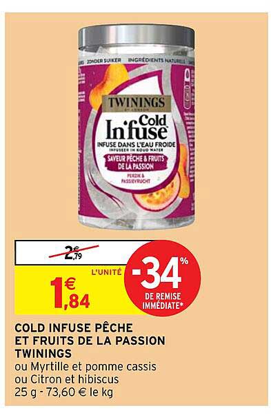 cold infuse pêche et fruits de la passion twinings