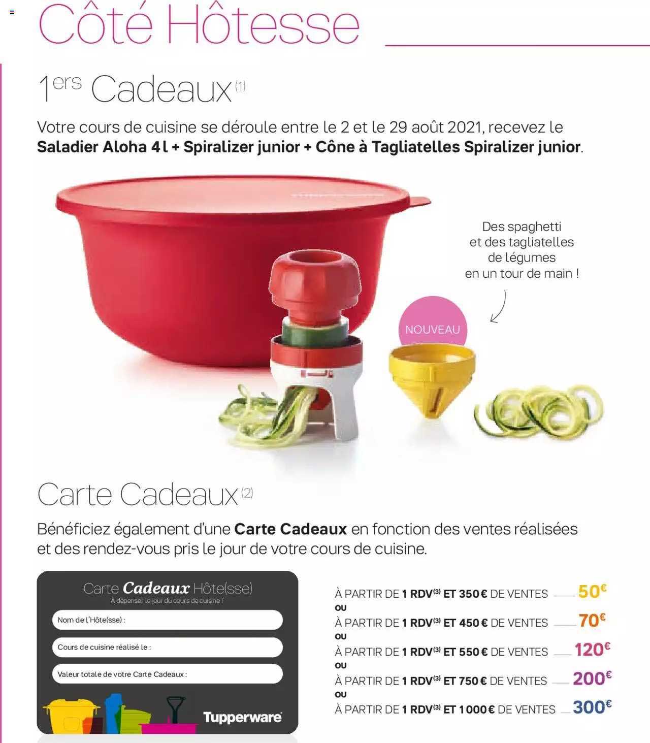 côté hôtesse, 1ers cadeaux, carte cadeaux